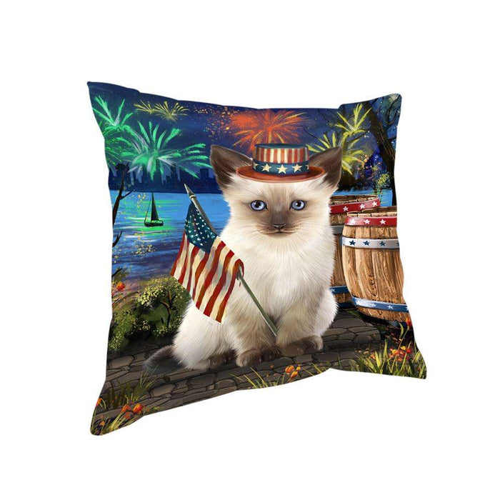 4th of July Independence Day Firework Siamese Cat Pillow PIL72920