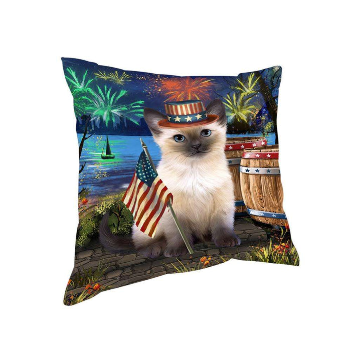 4th of July Independence Day Firework Siamese Cat Pillow PIL72924