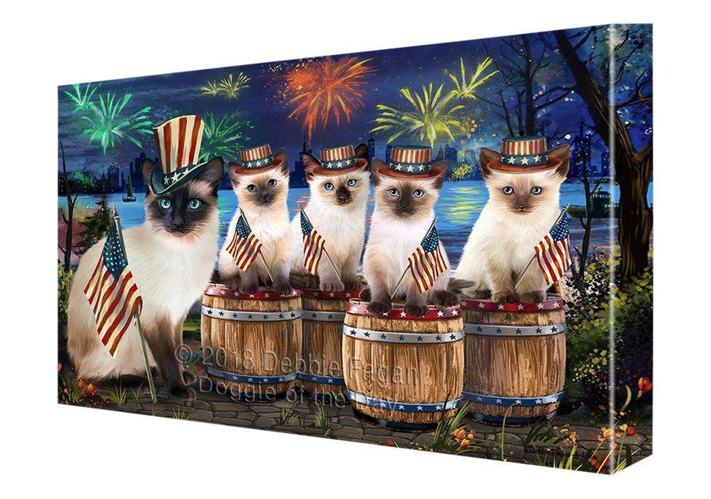 4th of July Independence Day Firework Siamese Cats Canvas Print Wall Art Décor CVS104885