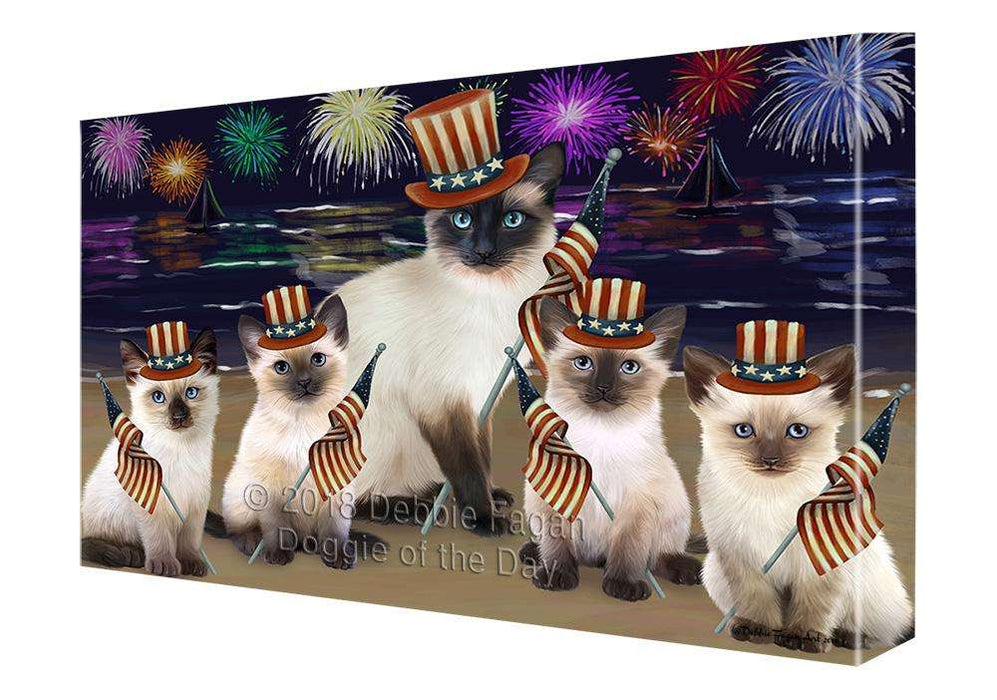 4th of July Independence Day Firework Siamese Cats Canvas Print Wall Art Décor CVS88892