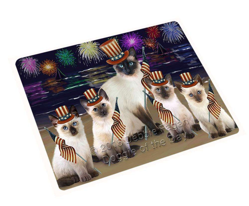 4th of July Independence Day Firework Siamese Cats Large Refrigerator / Dishwasher Magnet RMAG72888