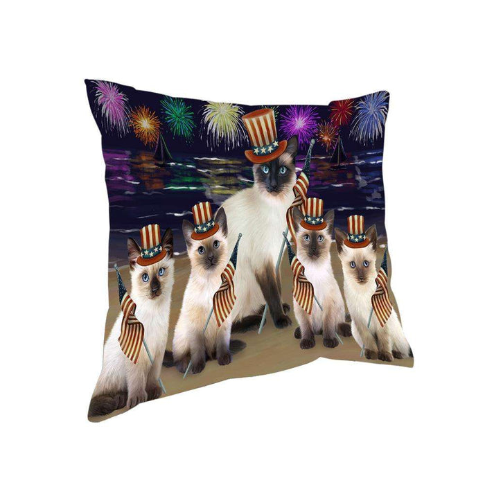 4th of July Independence Day Firework Siamese Cats Pillow PIL64624