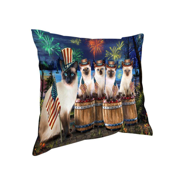 4th of July Independence Day Firework Siamese Cats Pillow PIL73084