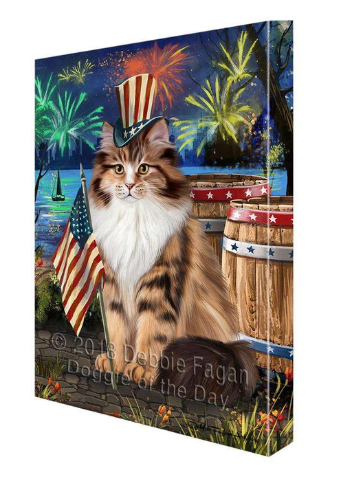 4th of July Independence Day Firework Siberian Cat Canvas Print Wall Art Décor CVS104534