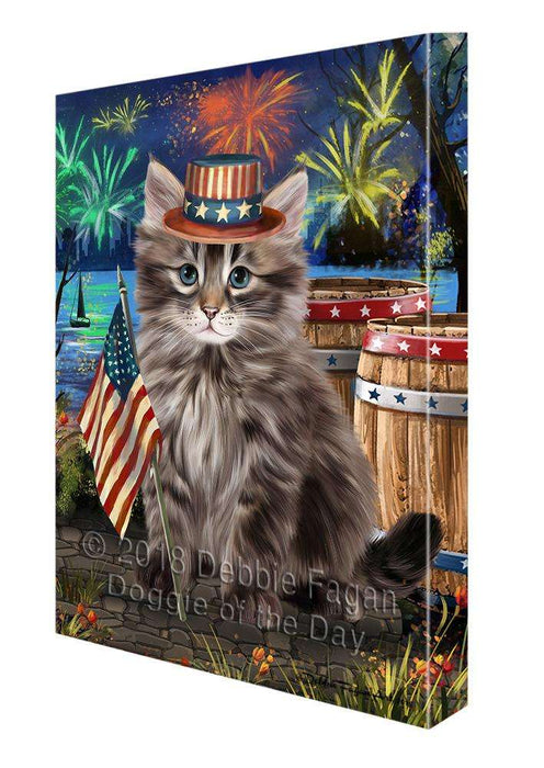 4th of July Independence Day Firework Siberian Cat Canvas Print Wall Art Décor CVS104543
