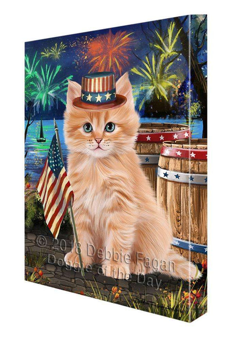 4th of July Independence Day Firework Siberian Cat Canvas Print Wall Art Décor CVS104552