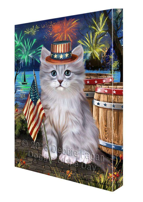 4th of July Independence Day Firework Siberian Cat Canvas Print Wall Art Décor CVS104561