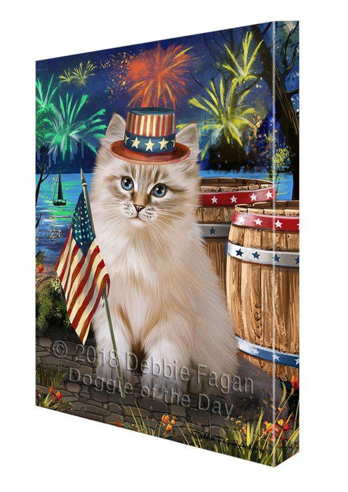 4th of July Independence Day Firework Siberian Cat Canvas Print Wall Art Décor CVS104570