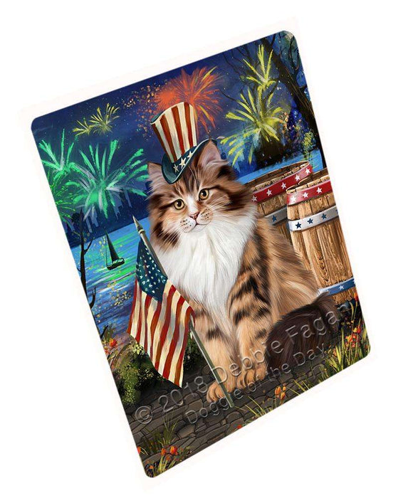 4th of July Independence Day Firework Siberian Cat Cutting Board C66672