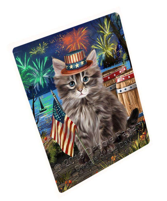 4th of July Independence Day Firework Siberian Cat Cutting Board C66675