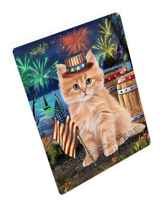 4th of July Independence Day Firework Siberian Cat Cutting Board C66678