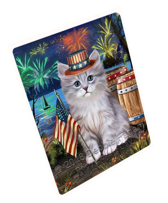 4th of July Independence Day Firework Siberian Cat Cutting Board C66681