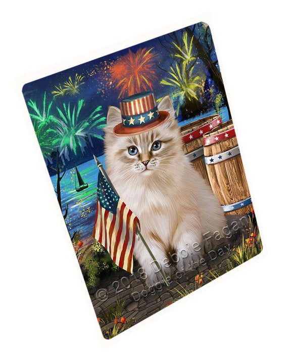 4th of July Independence Day Firework Siberian Cat Cutting Board C66684