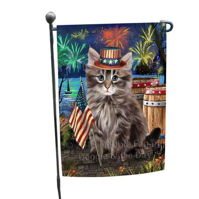 4th of July Independence Day Firework Siberian Cat Garden Flag GFLG54139