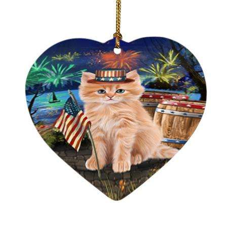 4th of July Independence Day Firework Siberian Cat Heart Christmas Ornament HPOR54078