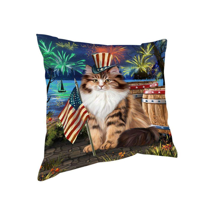 4th of July Independence Day Firework Siberian Cat Pillow PIL72928
