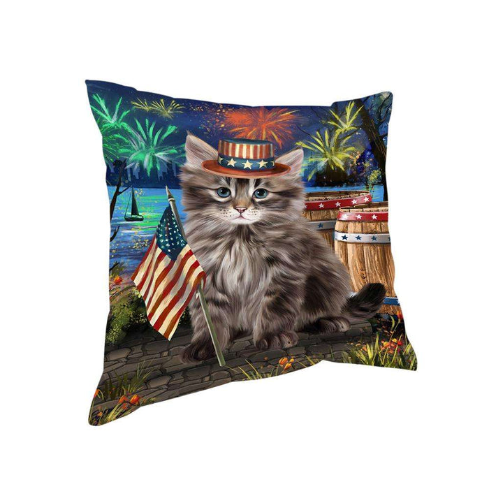 4th of July Independence Day Firework Siberian Cat Pillow PIL72932
