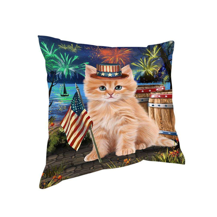 4th of July Independence Day Firework Siberian Cat Pillow PIL72936