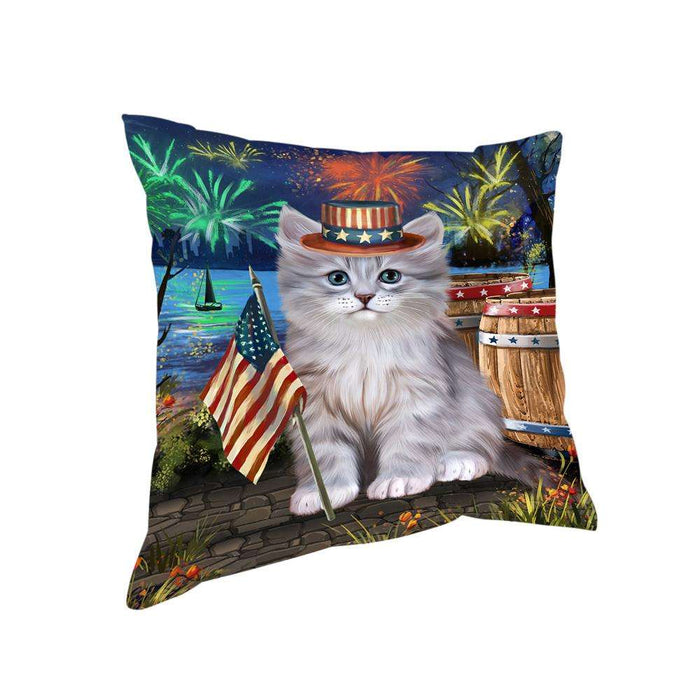 4th of July Independence Day Firework Siberian Cat Pillow PIL72940