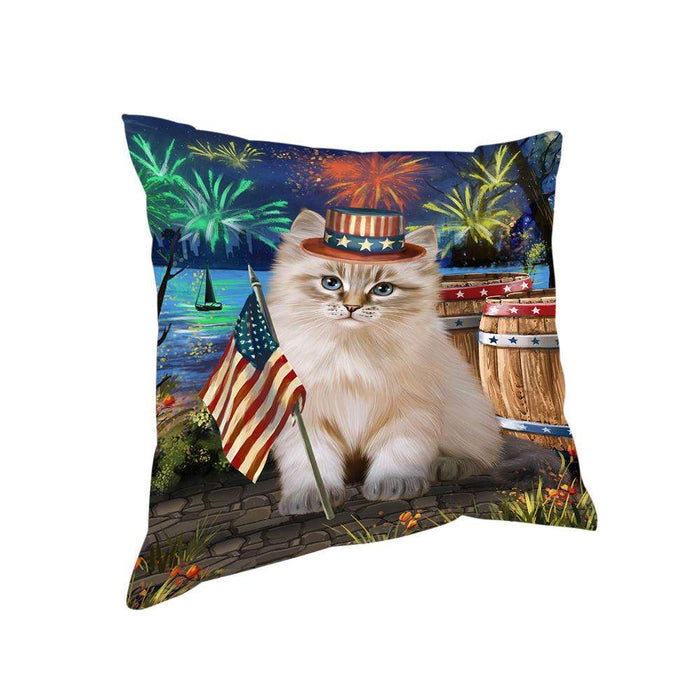 4th of July Independence Day Firework Siberian Cat Pillow PIL72944