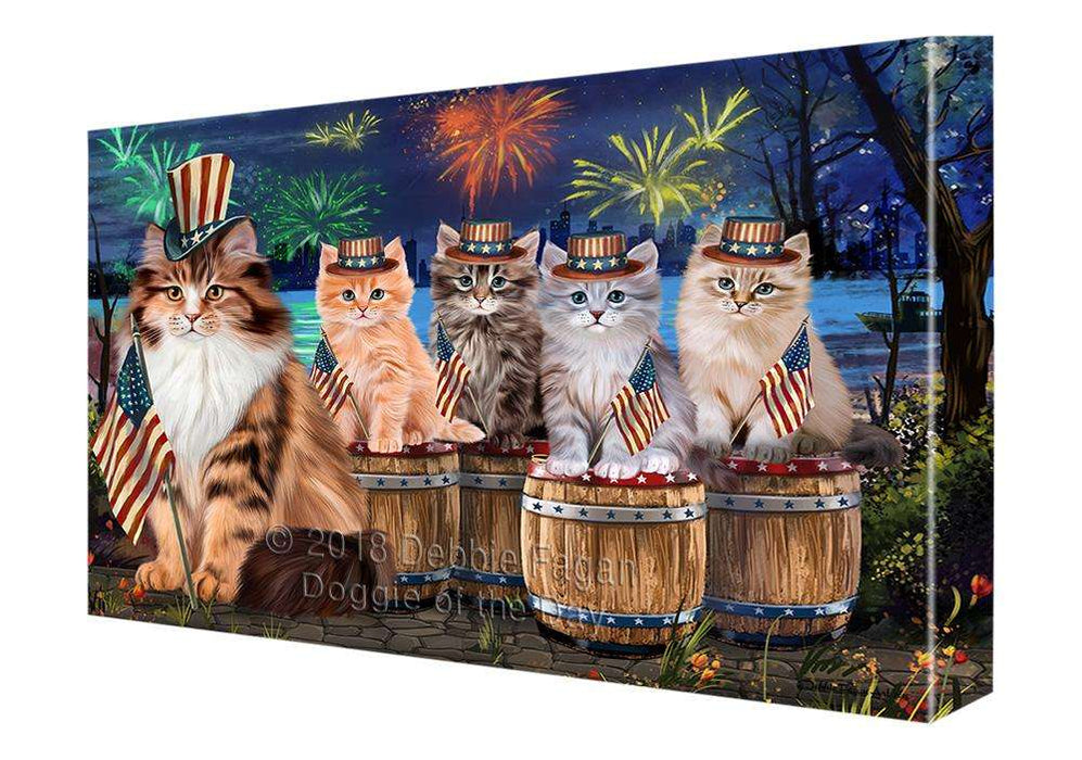 4th of July Independence Day Firework Siberian Cats Canvas Print Wall Art Décor CVS104894