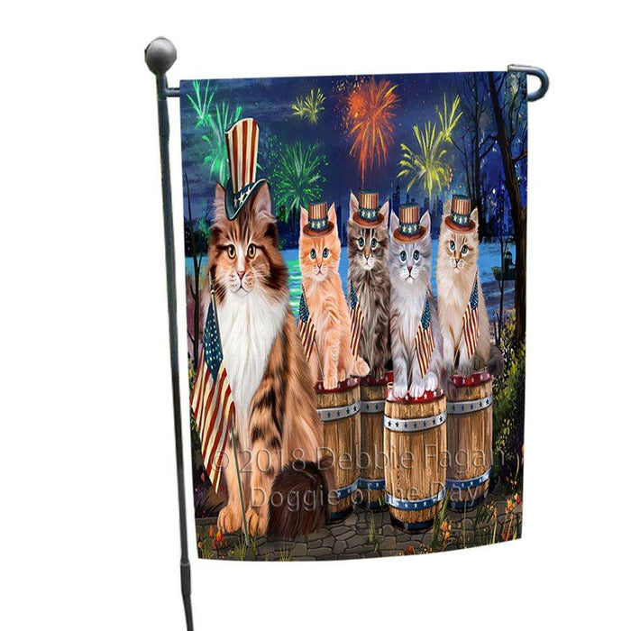 4th of July Independence Day Firework Siberian Cats Garden Flag GFLG54178