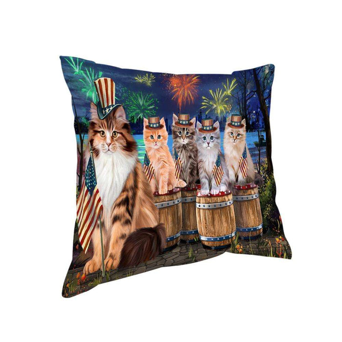 4th of July Independence Day Firework Siberian Cats Pillow PIL73088