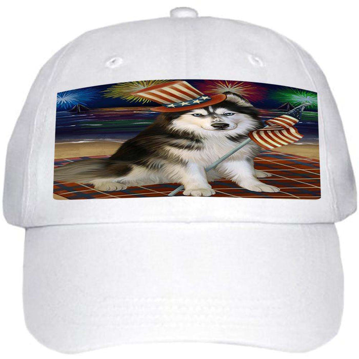 4th of July Independence Day Firework Siberian Husky Dog Ball Hat Cap HAT50787