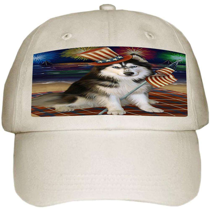 4th of July Independence Day Firework Siberian Husky Dog Ball Hat Cap HAT50787