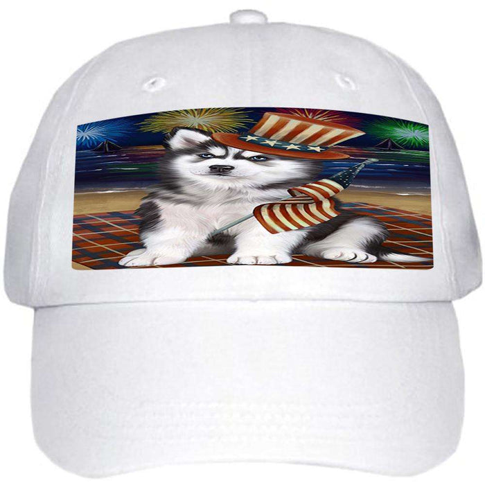 4th of July Independence Day Firework Siberian Husky Dog Ball Hat Cap HAT50793