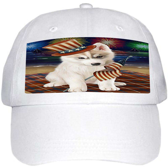 4th of July Independence Day Firework Siberian Husky Dog Ball Hat Cap HAT50796