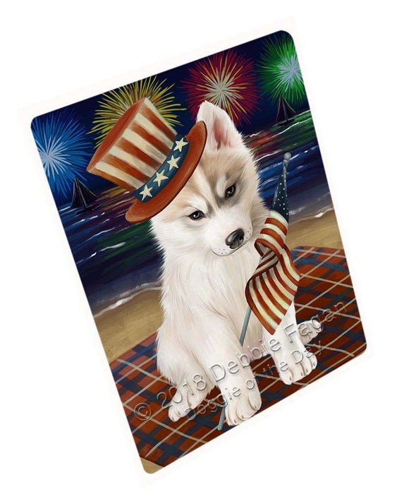 4th of July Independence Day Firework Siberian Husky Dog Blanket BLNKT56793 (37x57 Sherpa)