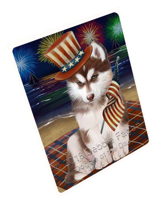 4th of July Independence Day Firework Siberian Husky Dog Blanket BLNKT56802 (37x57 Sherpa)