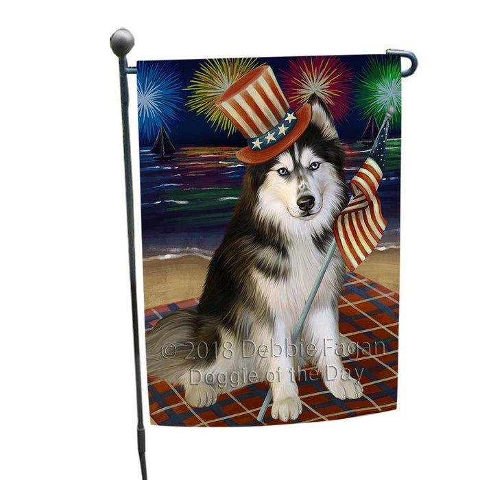 4th of July Independence Day Firework Siberian Husky Dog Garden Flag GFLG48927