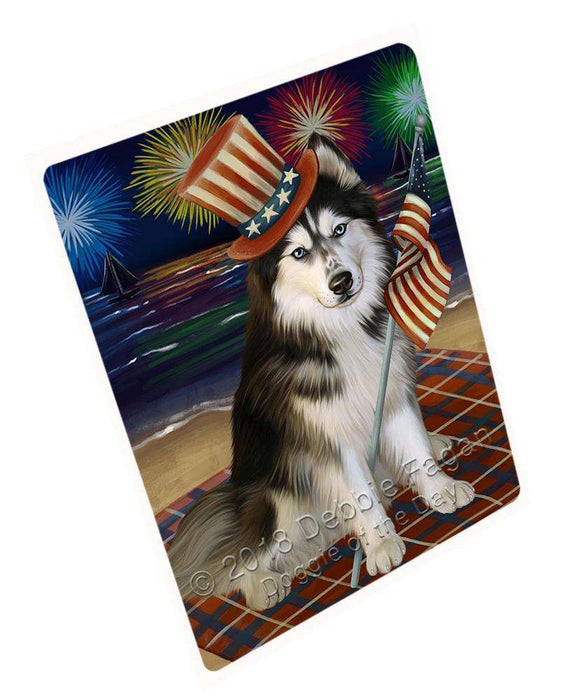 4th of July Independence Day Firework  Siberian Husky Dog Large Refrigerator / Dishwasher Magnet RMAG53844