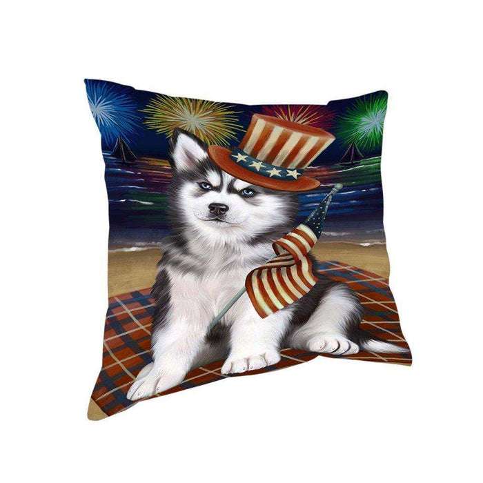 4th of July Independence Day Firework Siberian Husky Dog Pillow PIL51936