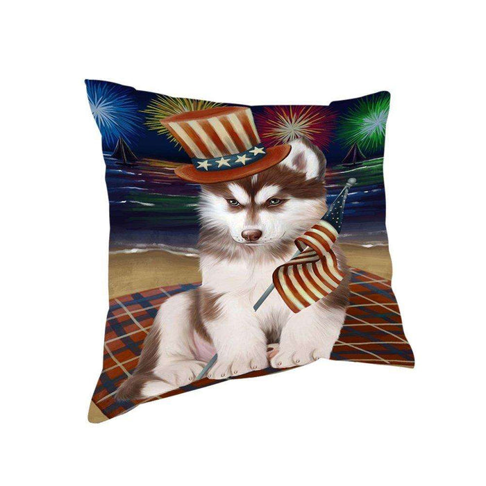 4th of July Independence Day Firework Siberian Husky Dog Pillow PIL51944