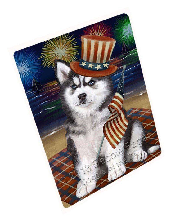 4th of July Independence Day Firework Siberian Husky Dog Tempered Cutting Board C50928