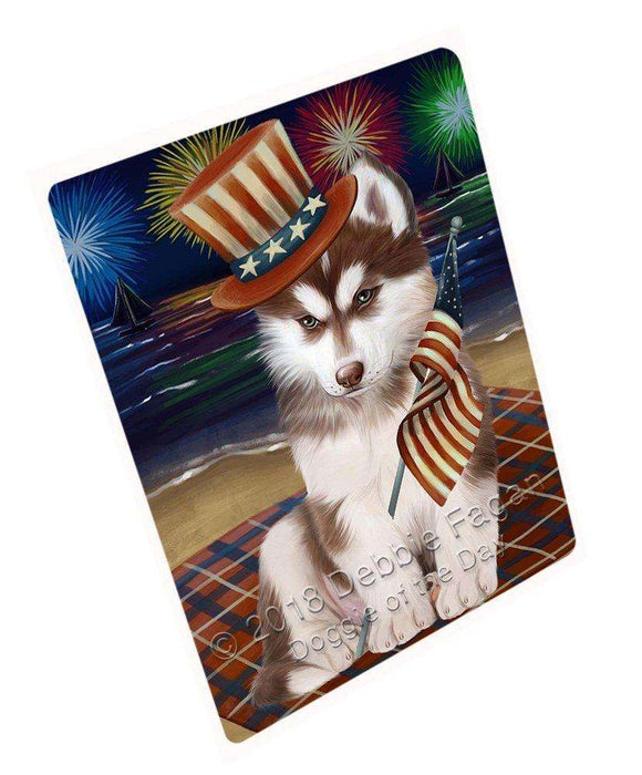 4th of July Independence Day Firework Siberian Husky Dog Tempered Cutting Board C50934