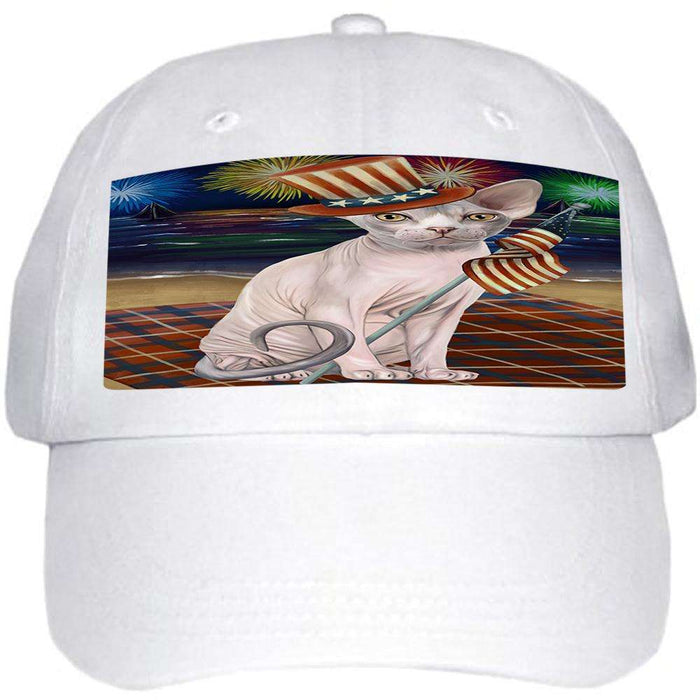 4th of July Independence Day Firework Sphynx Cat Ball Hat Cap HAT60090
