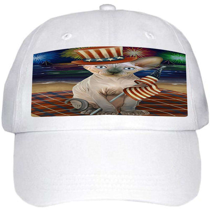 4th of July Independence Day Firework Sphynx Cat Ball Hat Cap HAT60096