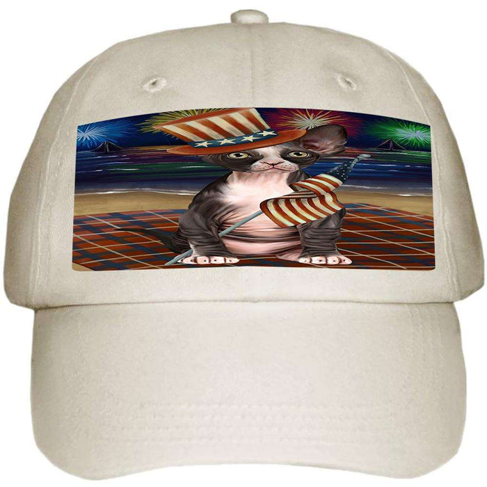 4th of July Independence Day Firework Sphynx Cat Ball Hat Cap HAT60099