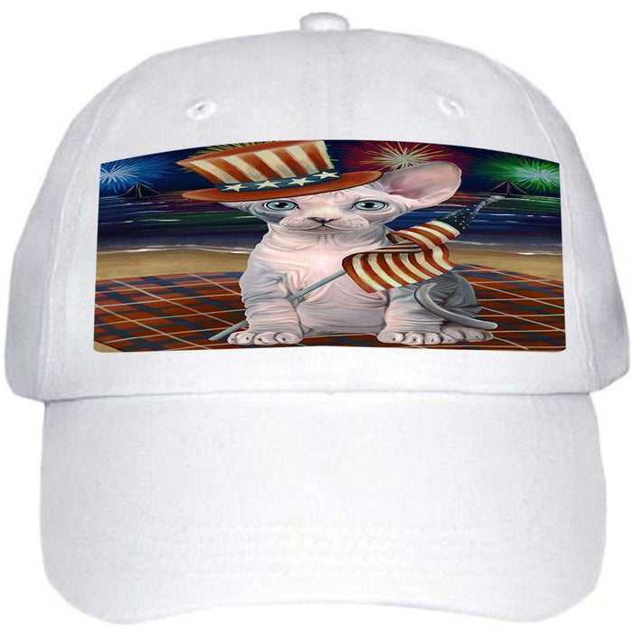 4th of July Independence Day Firework Sphynx Cat Ball Hat Cap HAT60102