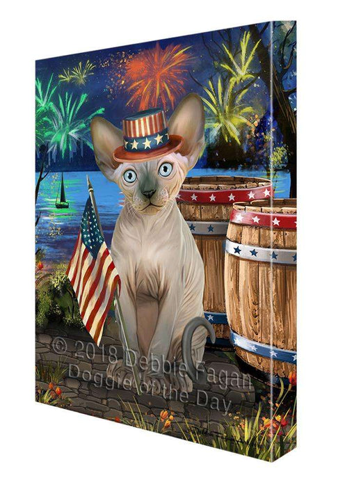 4th of July Independence Day Firework Sphynx Cat Canvas Print Wall Art Décor CVS104588