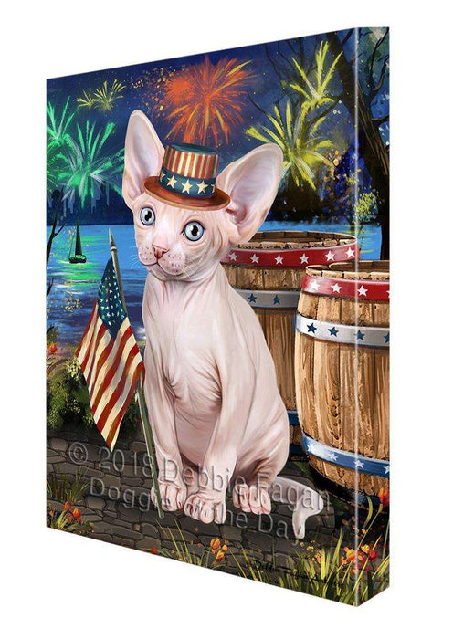 4th of July Independence Day Firework Sphynx Cat Canvas Print Wall Art Décor CVS104606