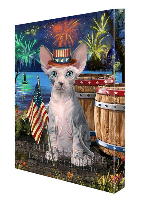 4th of July Independence Day Firework Sphynx Cat Canvas Print Wall Art Décor CVS104615