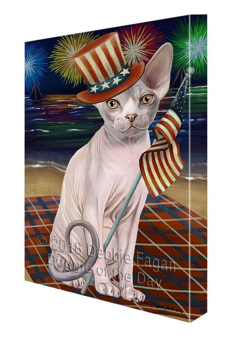 4th of July Independence Day Firework Sphynx Cat Canvas Print Wall Art Décor CVS85868