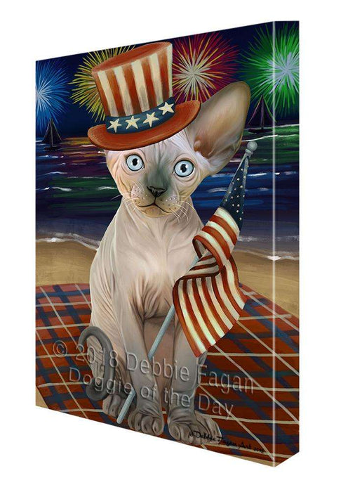 4th of July Independence Day Firework Sphynx Cat Canvas Print Wall Art Décor CVS85886