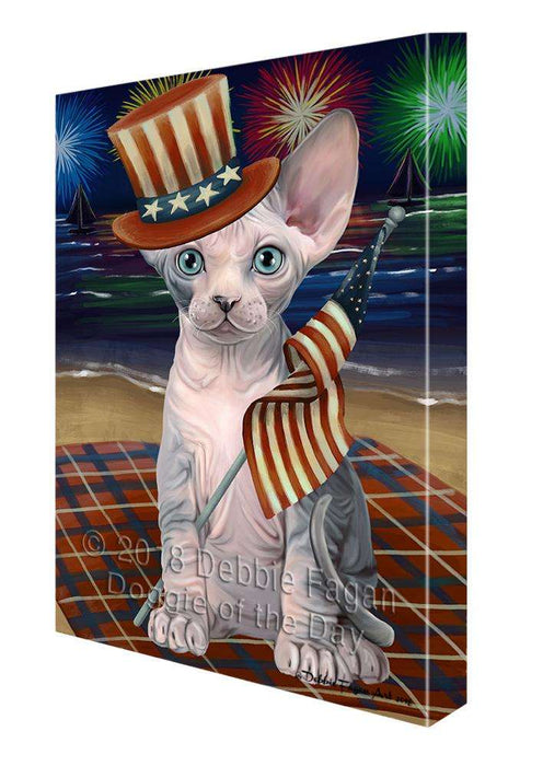4th of July Independence Day Firework Sphynx Cat Canvas Print Wall Art Décor CVS85904
