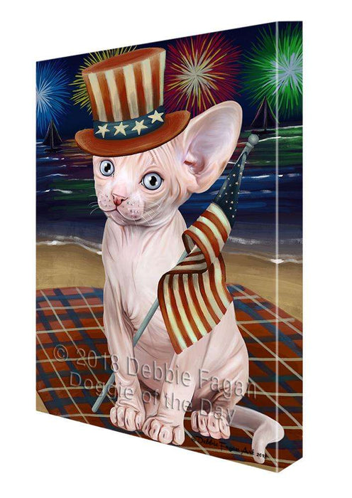 4th of July Independence Day Firework Sphynx Cat Canvas Print Wall Art Décor CVS85913